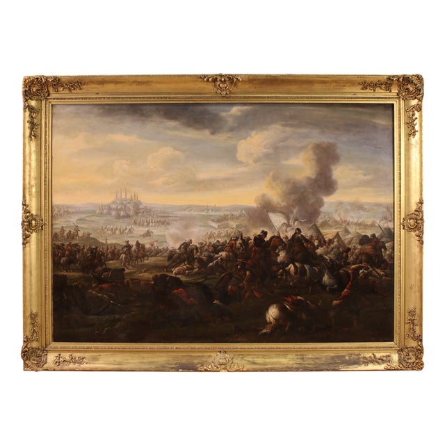 Italian Artist, Battle Between Christians and Ottomans, 1720, Oil on Canvas, Framed For Sale