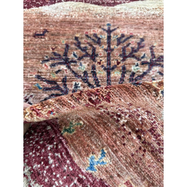 Textile Terracotta Afghan Gabbeh Tree of Life Rug, 02'00 X 03'00 For Sale - Image 7 of 11