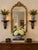 A handsome pair of hand carved Traditional Style wooden Corbels Wall Shelf Brackets with a two toned light and dark stain....