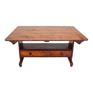 Provincial French Pine Tavern Table-Bench, 19th C. For Sale