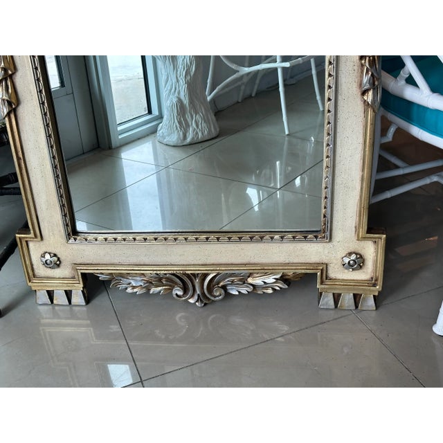 1960s Silver Gold Gilt Shell Seashell Draped Wall Mirror Style of Dorothy Draper For Sale - Image 5 of 13