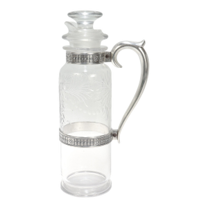 Antique Art Deco Sterling Silver & Cut Glass Cocktail Shaker or Pitcher