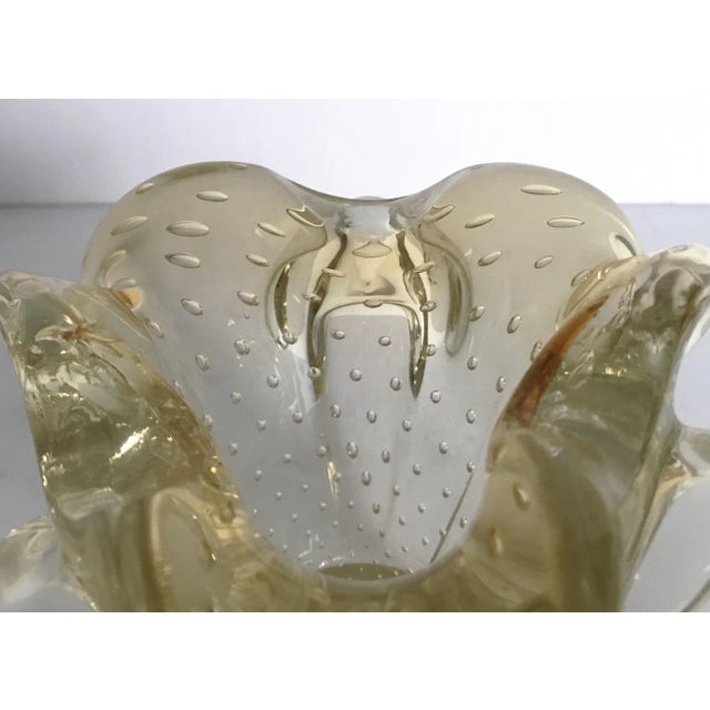 Glass Vintage Light Amber Murano Glass Pulegoso Bowl For Sale - Image 7 of 9