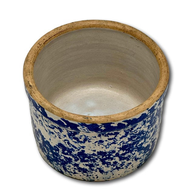 Unusual Antique American Blue Spongeware Decorated Kitchen Beater Jar - Circa Very Early 1900s For Sale - Image 9 of 18