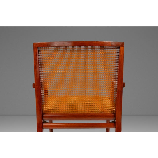 Wood Rare Mid-Century Modern Cane-Backed Armchair in Walnut & Bouclé Attributed to Michael Taylor for Baker Furniture (New World Collection), Usa, C. 1960s For Sale - Image 7 of 18