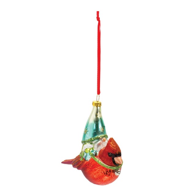 Bring festive charm to your holiday decor with the Glass Gnome and Cardinal Bird Ornament Set! This set of whimsical...
