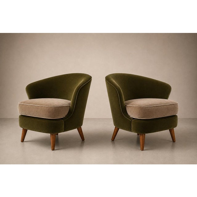 Wood Pair of “Concha” Armchairs in Two-Tone Mohair by Joaquim Tenreiro, Brazil, 1960s For Sale - Image 7 of 18