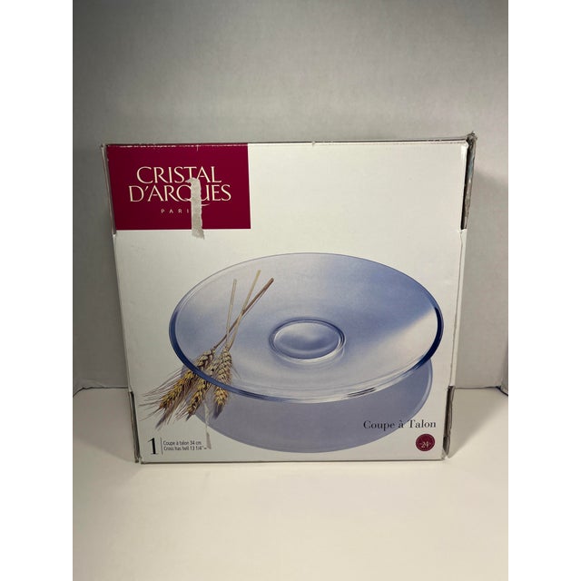 1990s Cristal d'Arques Coupe a Talon France Genuine Lead Crystal Platter 13.25" For Sale In Los Angeles - Image 6 of 9