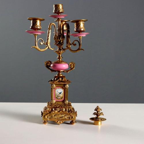 Triptych Clock in Gilded Bronze and Porcelain For Sale - Image 13 of 16
