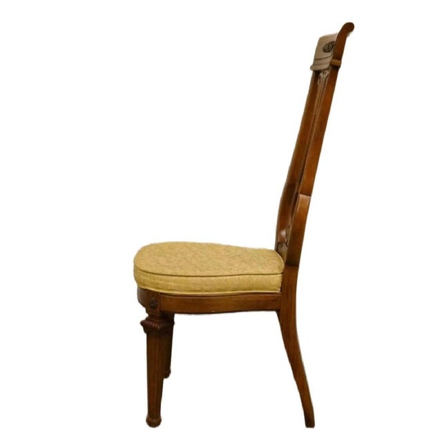 Thomasville Set of 4 — Thomasville "Avenue" Collection Lyre-Back Cane Dining Chairs | c.1963 | Original Label For Sale - Image 4 of 11