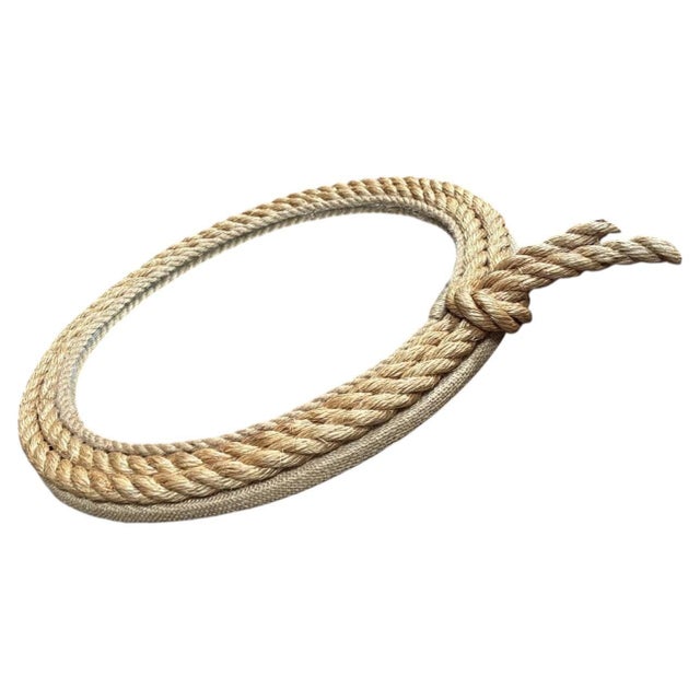French Round Lariat Rope Mirror Adrien Audoux & Frida Minet Style For Sale - Image 3 of 5