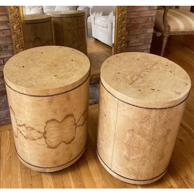 A Pair of Henredon Burlwood Side Tables Drinks Tables With Glass Tops For Sale In New York - Image 6 of 12