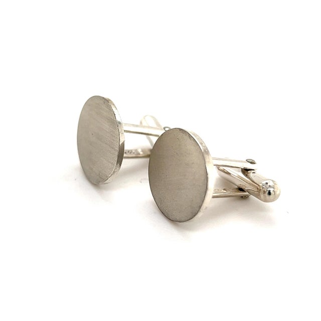 1990s Tiffany & Co Estate Sand Blast Finish Cufflinks Sterling Silver 11.6 Grams - 2 Pieces For Sale - Image 11 of 12