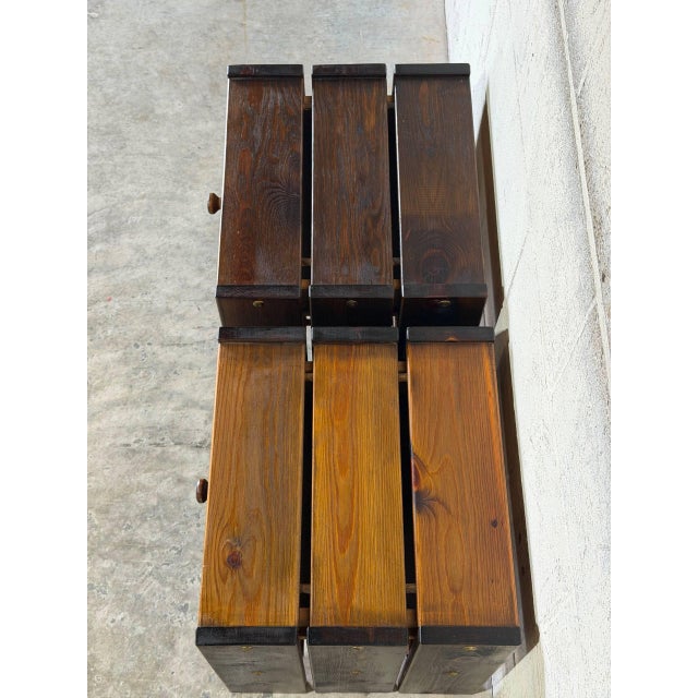 Oak Nightstands Side Tables Set of 2 Rustic Brutalist Vintage Mid-Century Modern 1970s For Sale - Image 4 of 11