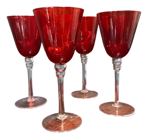 Circa 1980 Rosenthal Studio-Line Ruby Wine or Champagne Glasses- Set of 4