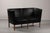Textile Curved Sofa Model 2214 in Oak with Original Black Leather by Børge Mogensen for Fredericia, 1990s For Sale - Image 7 of 7