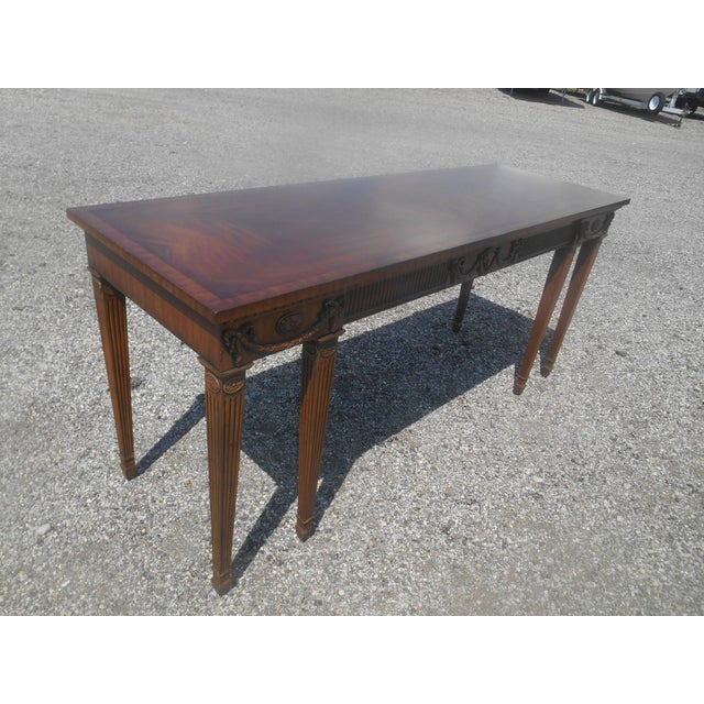 Wood Stunning Maitland Smith Monumental Hand Carved Entry / Foyer / Console Table For Sale - Image 7 of 11
