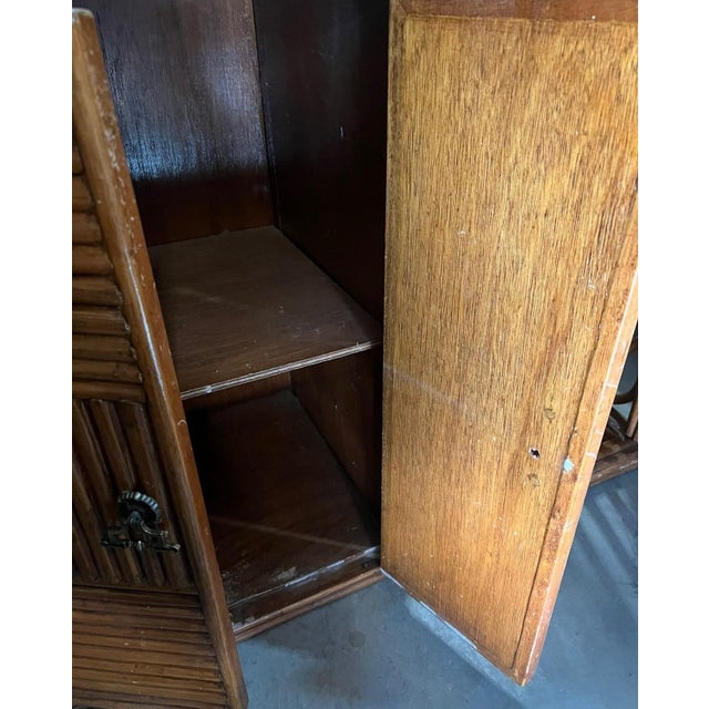 Asian Vintage Bamboo Detailed Console Table With Storage For Sale - Image 3 of 5