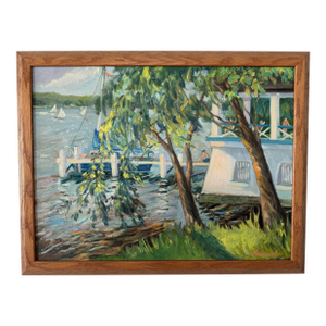 Nancy Newcomb Watercolor Painting, "The Boathouse at Geneva Bay" 1992