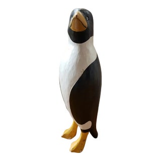 Vintage Hand Carved Wooden Penguin (#1) For Sale
