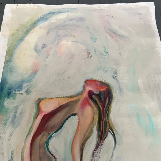 Abstract 1970’s Abstract Female Nude Watercolor Painting For Sale - Image 3 of 4
