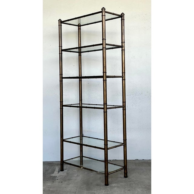 Mid-Century Modern Vintage Burnished Brass Etagere For Sale - Image 3 of 12