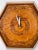 1960s 1960's Hexagon Wood & Tooled Leather Wall Clocks – Working Pair For Sale - Image 5 of 16