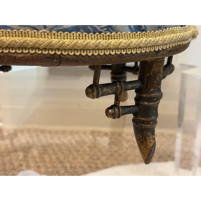 Petite 19th Century Chinoiserie Style Faux Bamboo Footstool For Sale In Little Rock - Image 6 of 16