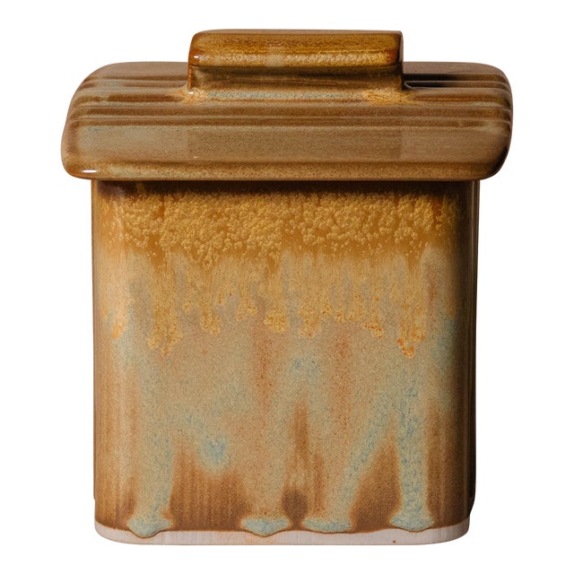 Vintage Ceramic Studio Pottery Box With Lid Signed by Artist Bay For Sale