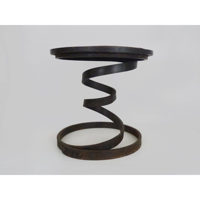 Vintage coffee table with industrial spring and copper top. Unique piece Coffee table made from an industrial steel spring...