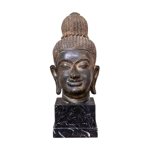 Ancient Bronze Head of Buddha, 19th Century