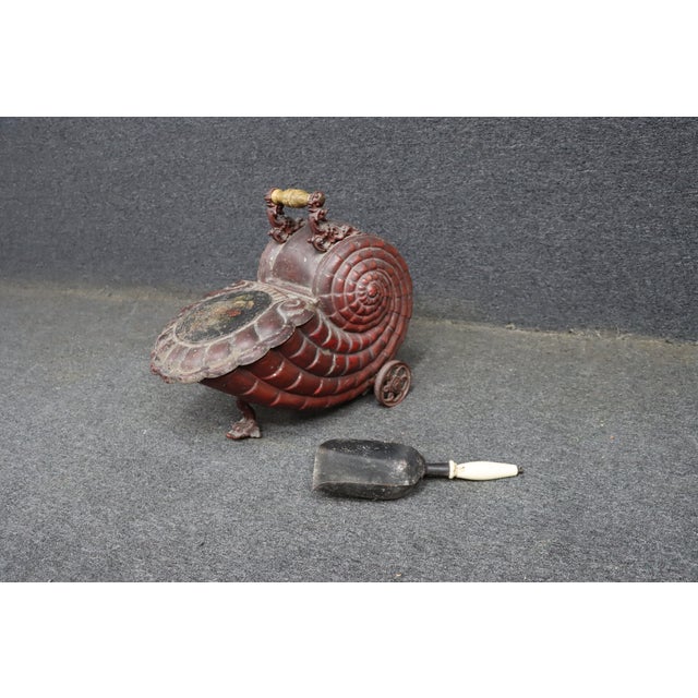 Rare Victorian Cast Metal Snail Coal Scuttle For Sale - Image 10 of 13