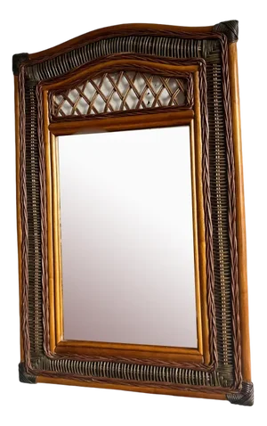 Vintage Bamboo and Wicker Wall Mirror