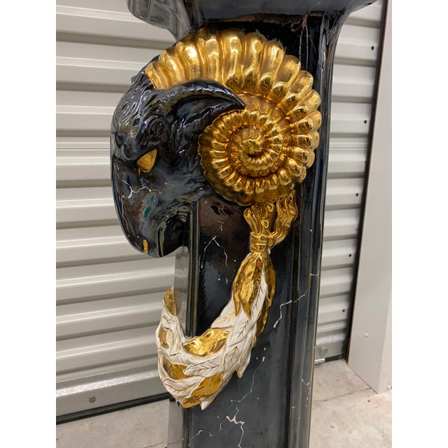 Neoclassical Italian Neoclassical Porcelain Ram Head Pedestal For Sale - Image 3 of 11