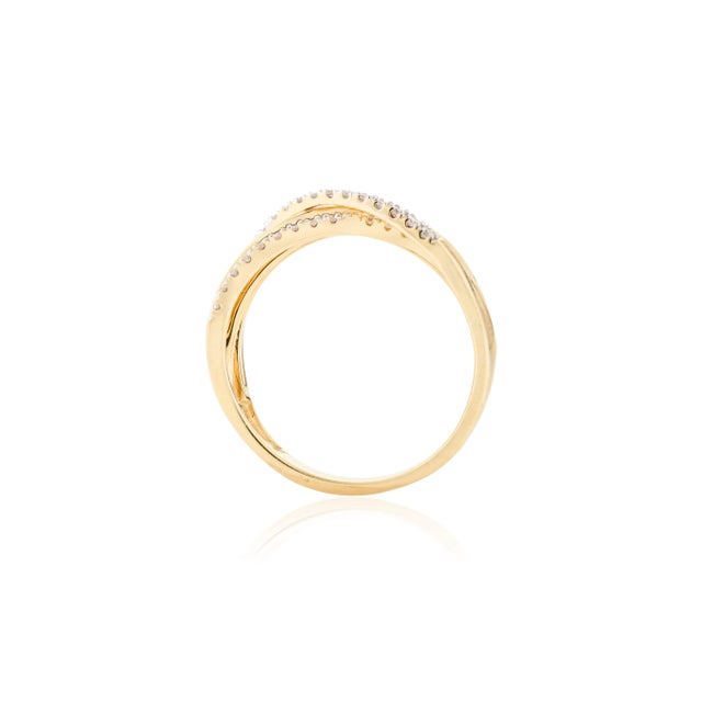 Gold Crossover Natural Diamond Engagement Ring Size 7 For Sale - Image 8 of 12