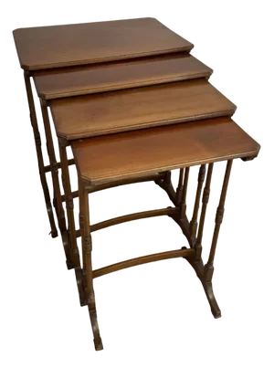 Antique Edwardian Mahogany Nesting Tables, 1900s, Set of 4