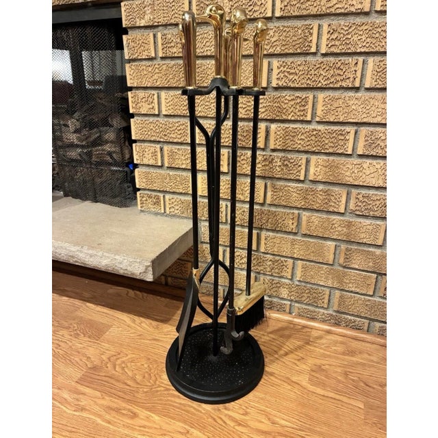 MCM Brass Duck Head Fireplace Tool Set Vintage Mallard Tools + Stand For Sale In Minneapolis - Image 6 of 8