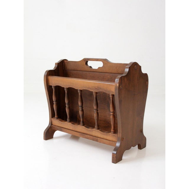 Mid-Century Colonial Style Wood Magazine Rack For Sale - Image 6 of 11