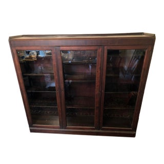 Antique American Mahogany and Glass Large Bookcase Display Case For Sale