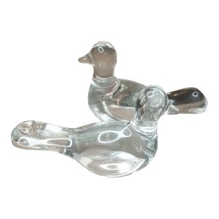 Gorgeous Pair of Baccarat France Crystal Dove Figurines For Sale