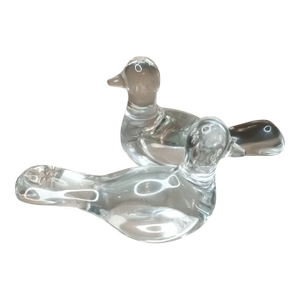 Gorgeous Pair of Baccarat France Crystal Dove Figurines