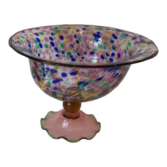 Mackenzie Childs “Molten Confetti” Art Glass Bowl For Sale