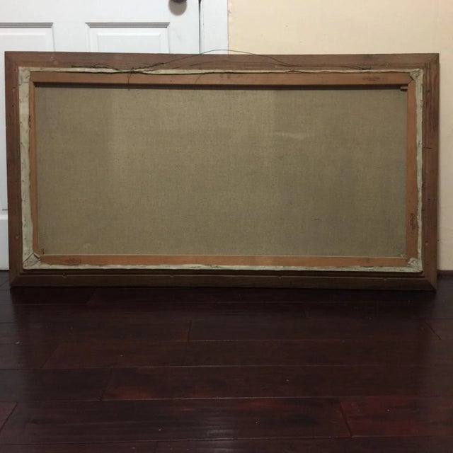 Oil Painting on Canvas Harbor Scene by Karl Kaufmann \ Fisherman and Boats \ Large Custom Framed Nautical Oil Painting...