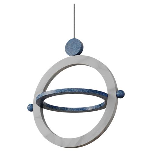 Blue White Marble Stone Ring-Shaped Gaïa Lamp by Esther Knopfler For Sale - Image 15 of 15