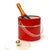 Red ice bucket. This is an eccentric fire truck-red vinyl ice bucket in a cylindrical shape with an acrylic transparent...