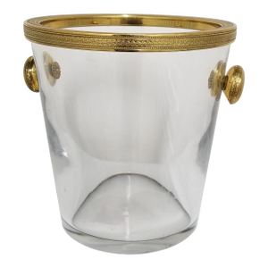 Hollywood Regency French Glass & Brass Champagne Bucket | Vintage Ice Bucket Wine Cooler