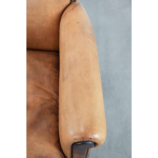 Brown Vintage Chair in Sheepskin Leather For Sale - Image 8 of 17