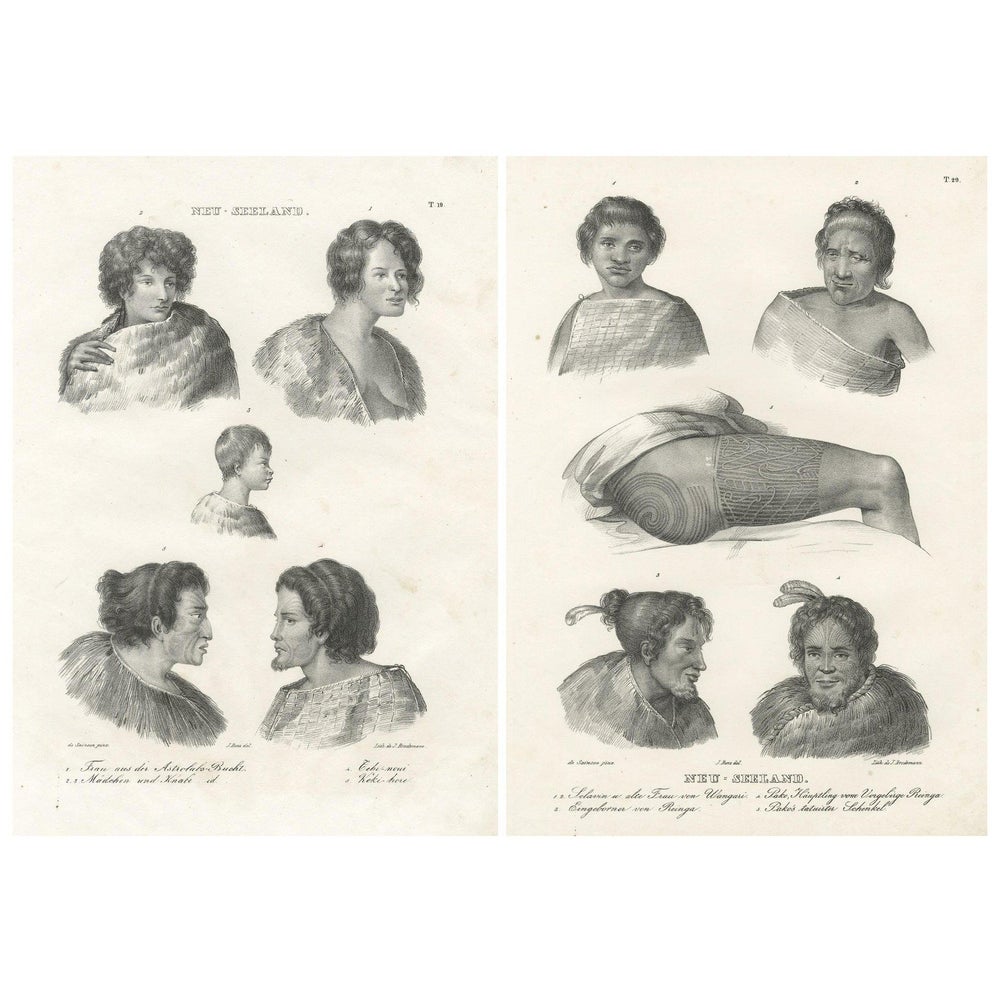Dumont d’Urville, Portraits of Maori Life and Tattoo Art in New Zealand,  1836, Print, image size:992x992