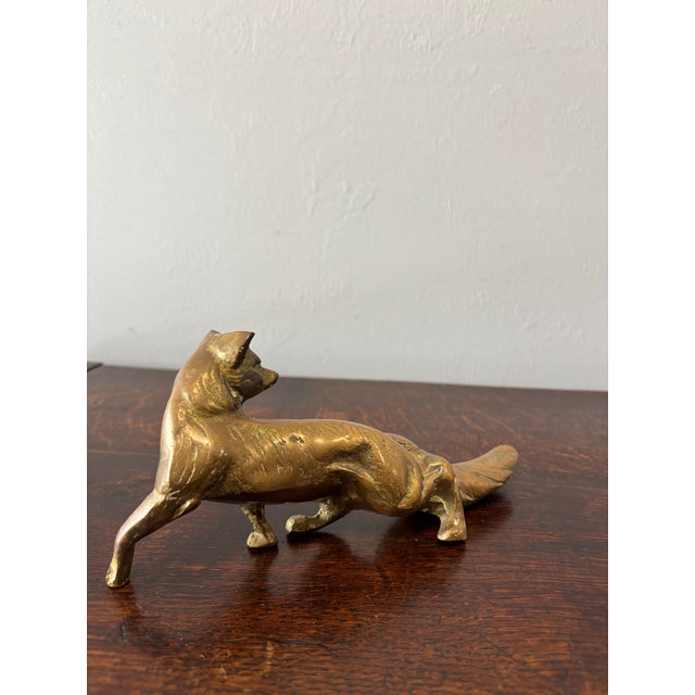 English Vintage English Brass Fox For Sale - Image 3 of 5