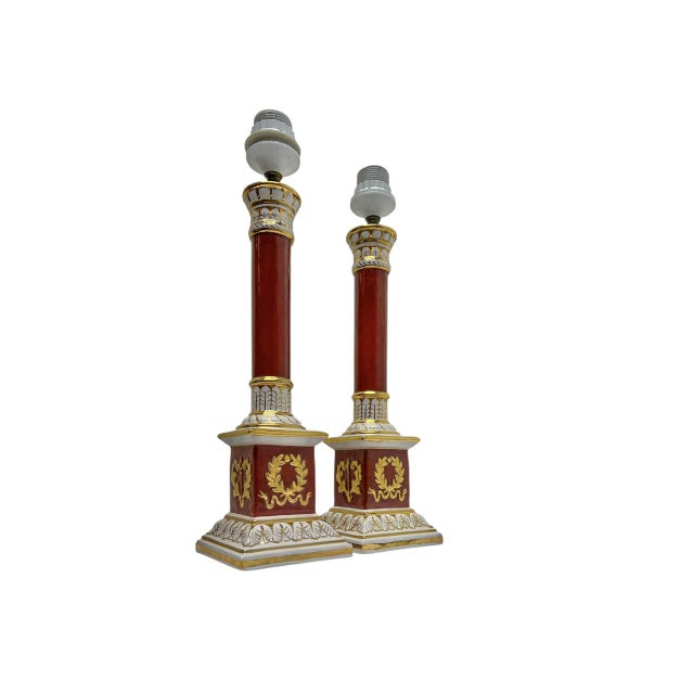 Ceramic Table Lamps with Gold Leaf by Ugo Zaccagnini, 1950s, Set of 2 For Sale - Image 16 of 16